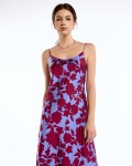 SIXDO G-Blue Floral Silk Sleeveless Dress for Women